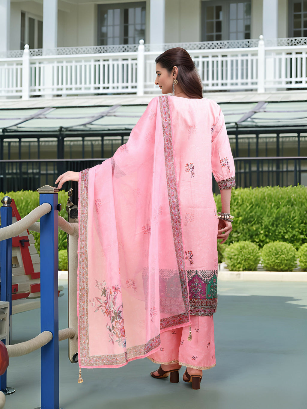 Joban Fashion Pink Position Digital Print With Position Foil Kurta Set