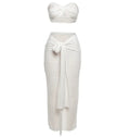 Women's Solid Color Lace Tube Top Vest and Long Skirt Set