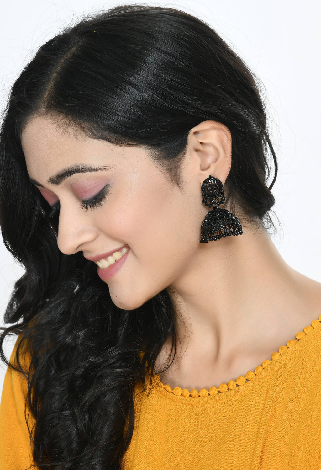 Elegant Black Jhumka Earrings for Girls and Women - Traditional