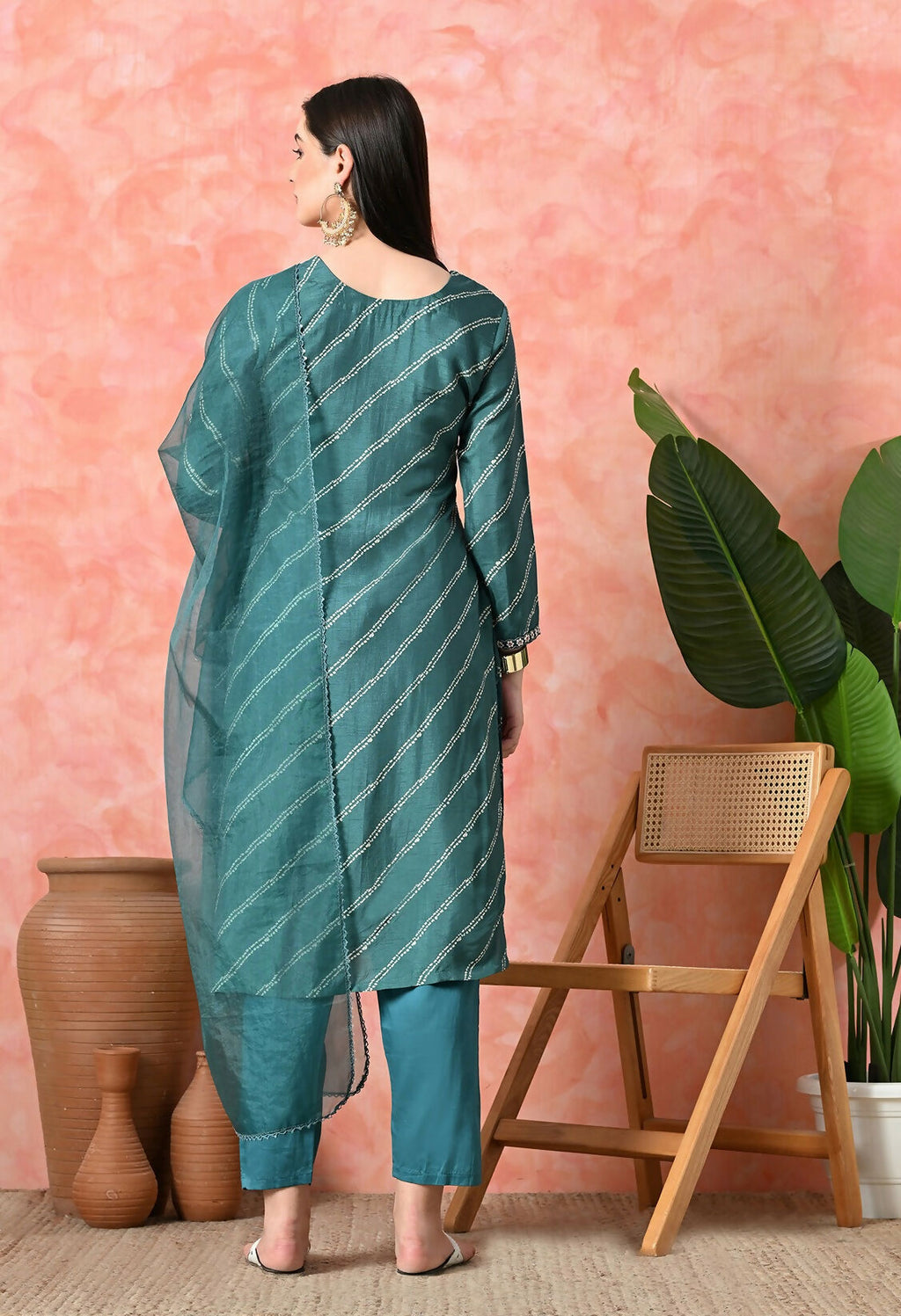 Green Pure Viscose Dola Kurta Set with Handwork and Jam Satin
