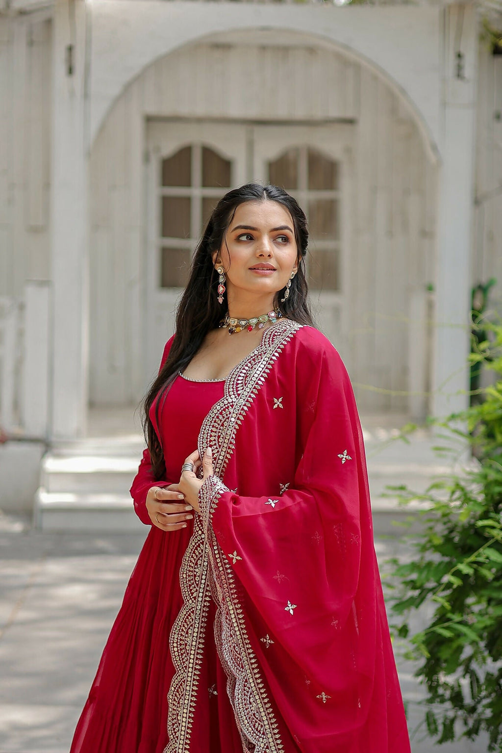 Joban Fashion Pink Georgette Sequence Embroidery Work Kurta Set