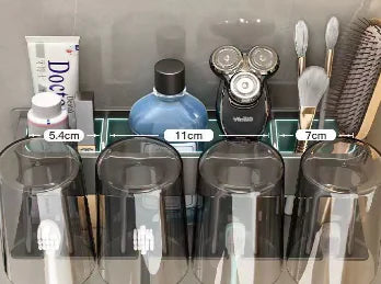 Wall-Mounted Toothbrush and Cup Holder for Bathroom