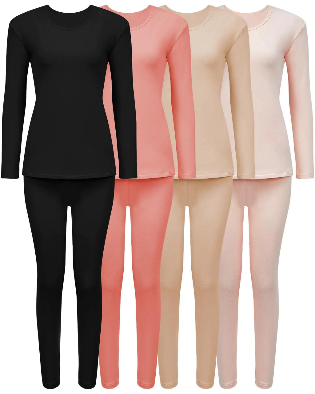 Taiyin 4 Pieces Fleece Lined Thermal Underwear Set for Women Long Johns Base Layer Winter Cold Weather Soft Warm Top Bottom (Large)