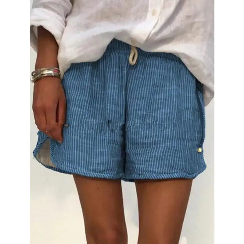 Striped Print Elastic Waist Slimming Wide Leg Shorts