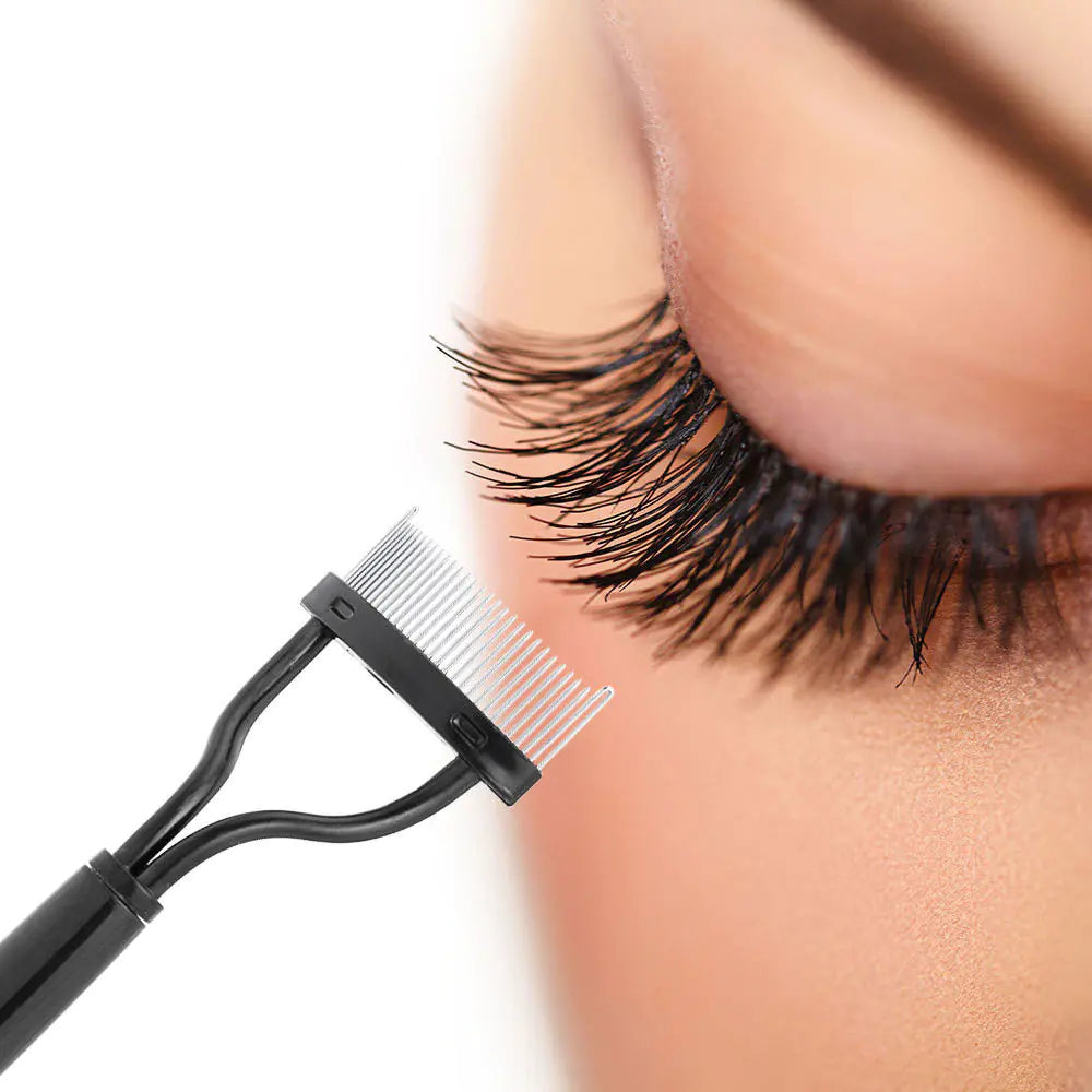 Foldable Steel Needle Eyelash Comb - Portable Design