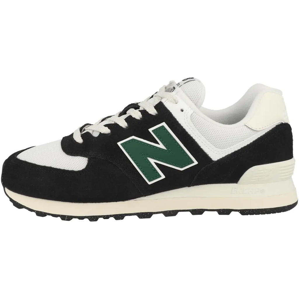 New Balance Unisex 574 V2 Varsity Suede Sneaker Black/White/Marsh Green 4.5 US Men