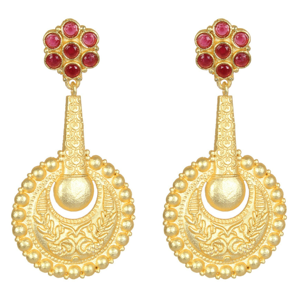 Elegant Matte Gold Brass Earrings with Intricate Texture