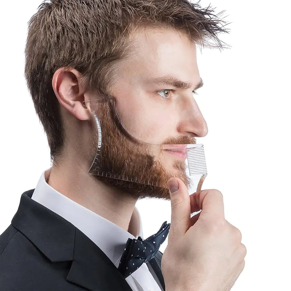 Beard Shaper & Shaping Tool for Men: Clear Curve & Step Cut Edge Guide for Trimming Mustache Goatee Neckline - Create Your Perfect Beard and Hairstyle