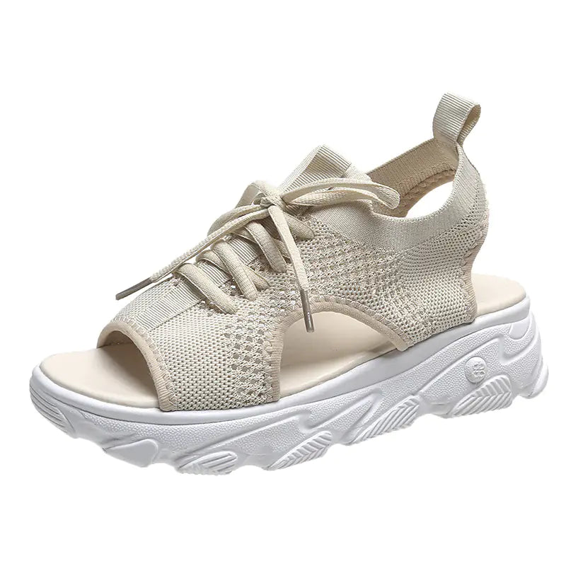 Women's Casual Hollow Thick Bottom Knit Beach Sandals - Image 35