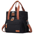 Weitars Lunch Bag for Women Men-Dual Compartment Large Lunch Box for Men Adult Lunch Box for Nurse Office Working Picnic Hiking (15L Black/Kahki)