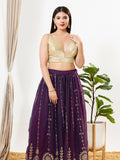 Joban Fashion Antique Gold Sequins Padded Blouse With V Neck Sleeveless