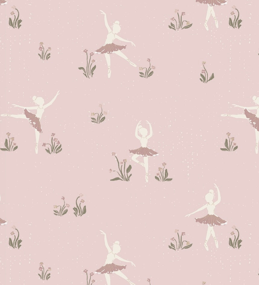 Allegra Whimsical Wallpaper - Cream, Dusty-Rose, and Sage-Green