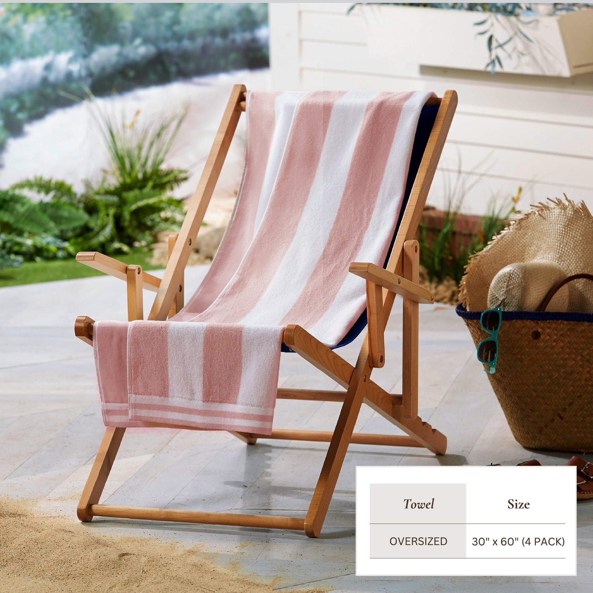 Striped Cabana Beach Towel 100% Cotton Ultra-Soft Pool Towel