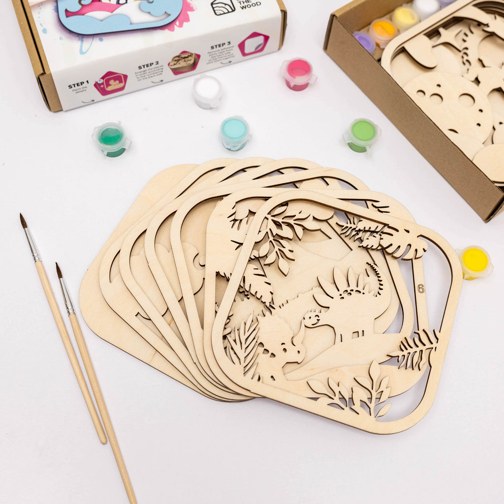 3D DIY Wooden Dinosaur Puzzle Painting Kit for Kids