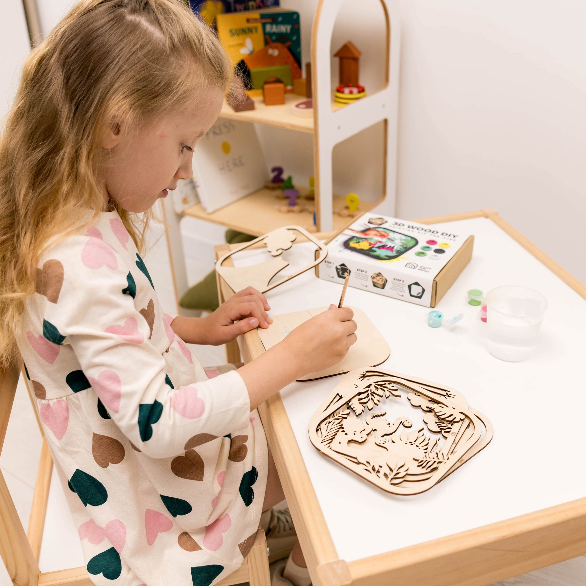 3D DIY Wooden Dinosaur Puzzle Painting Kit for Kids