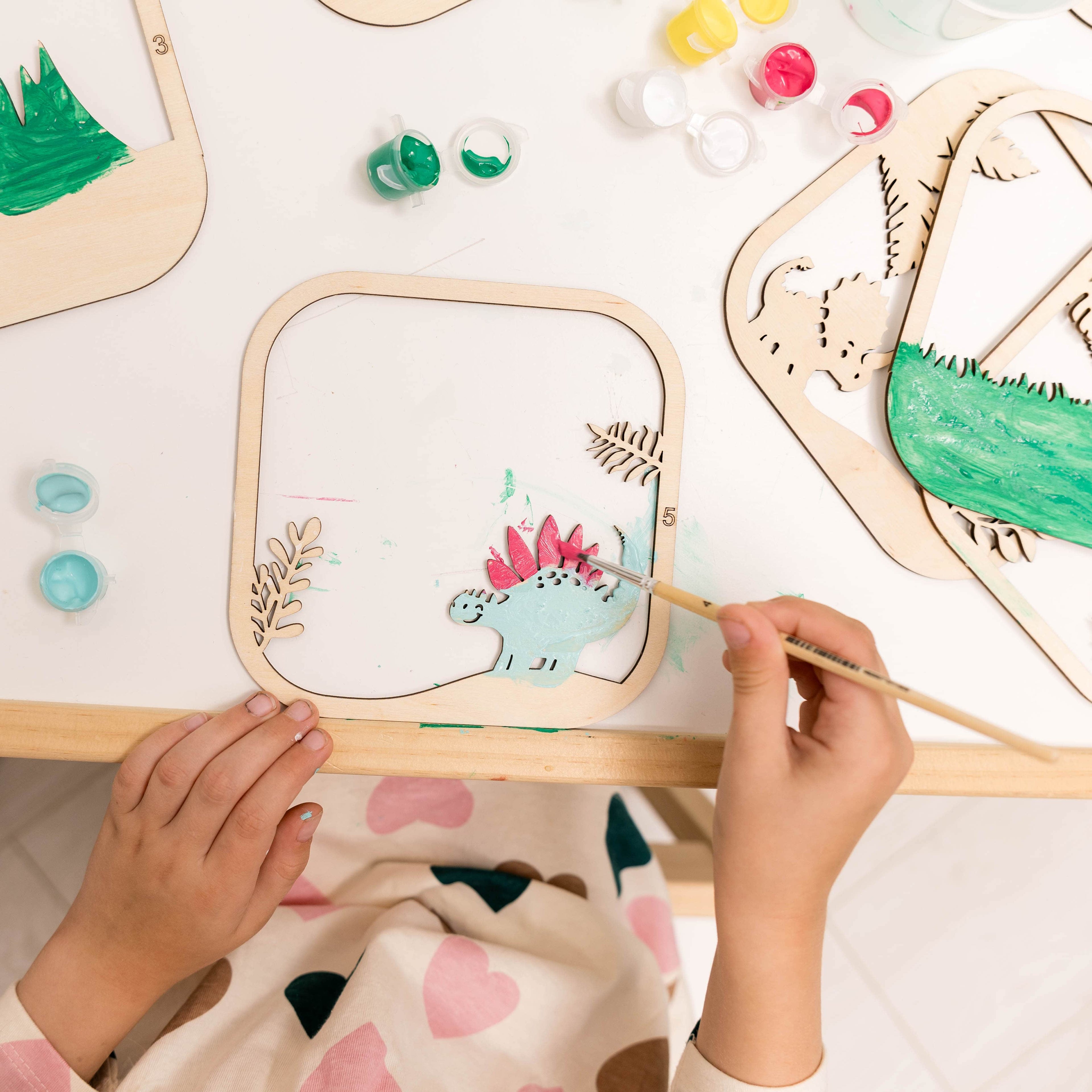 3D DIY Wooden Dinosaur Puzzle Painting Kit for Kids