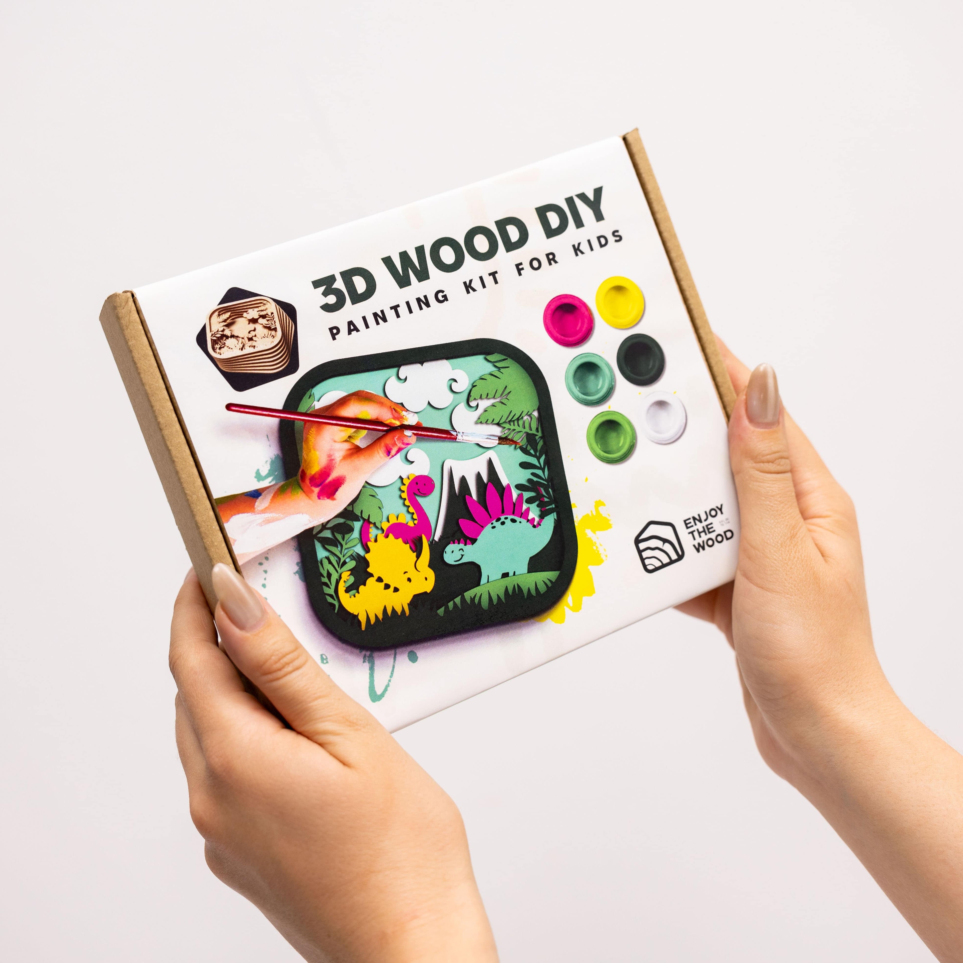 3D DIY Wooden Dinosaur Puzzle Painting Kit for Kids