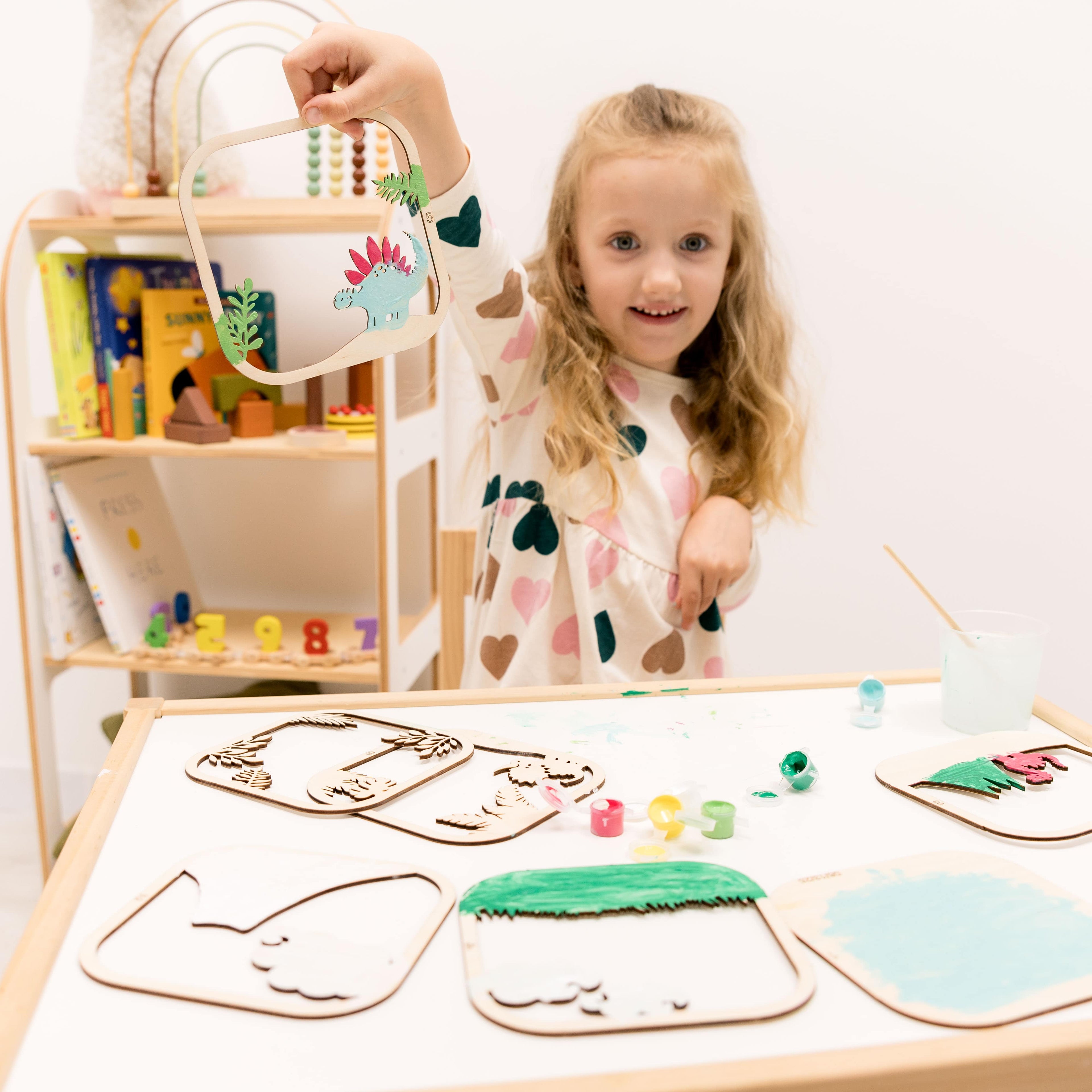 3D DIY Wooden Dinosaur Puzzle Painting Kit for Kids