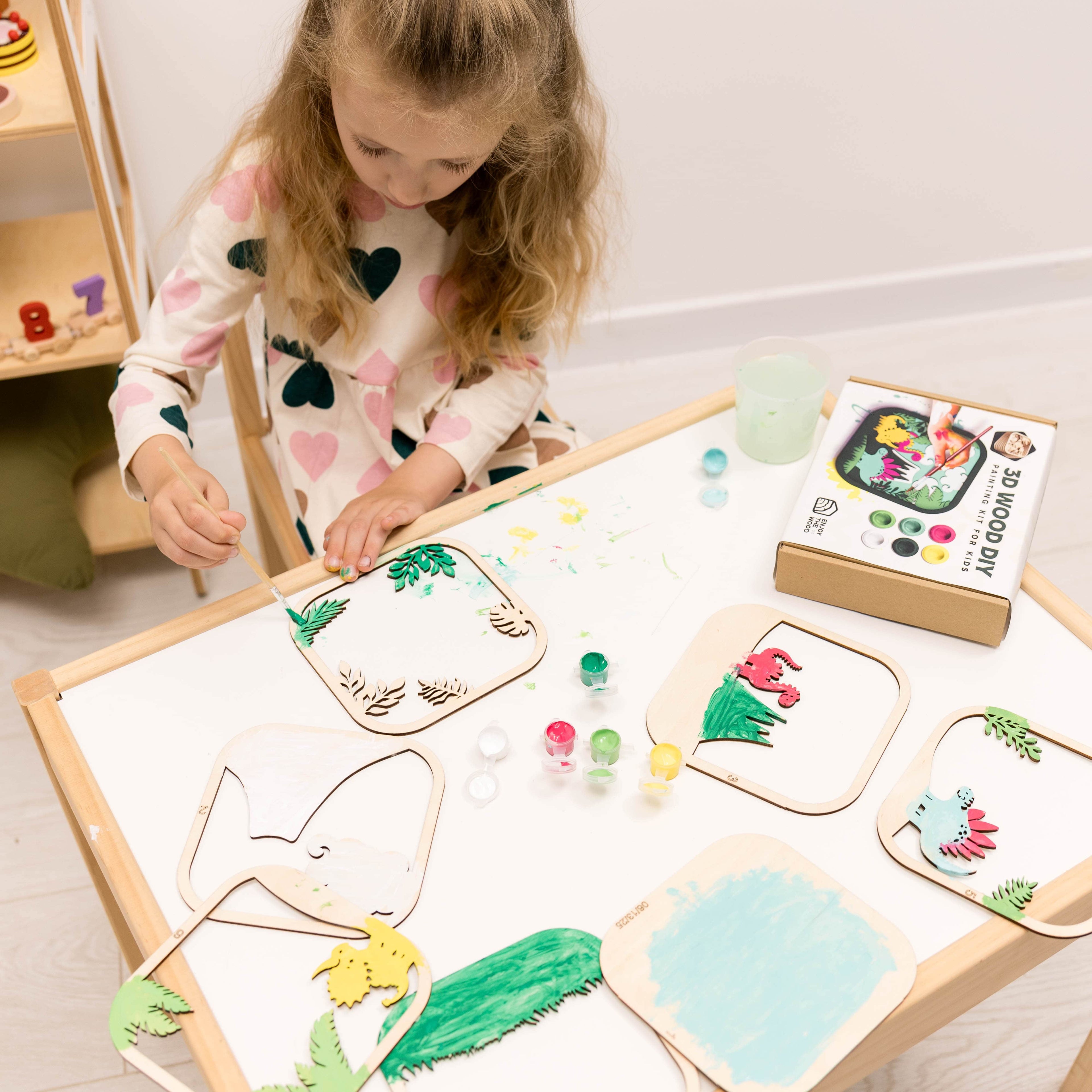 3D DIY Wooden Dinosaur Puzzle Painting Kit for Kids