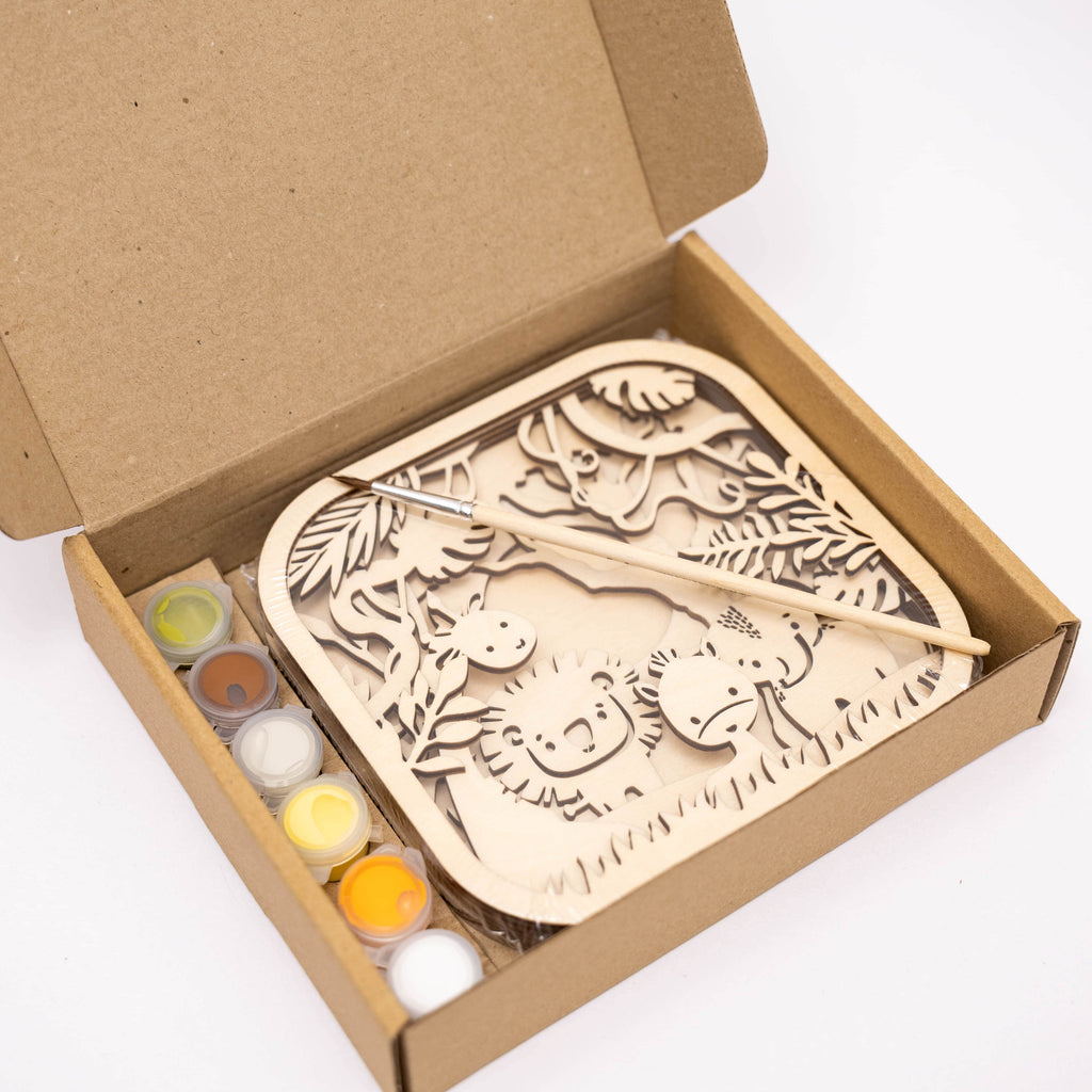 3D DIY Wooden Safari Painting Kit for Kids Educational Art Set