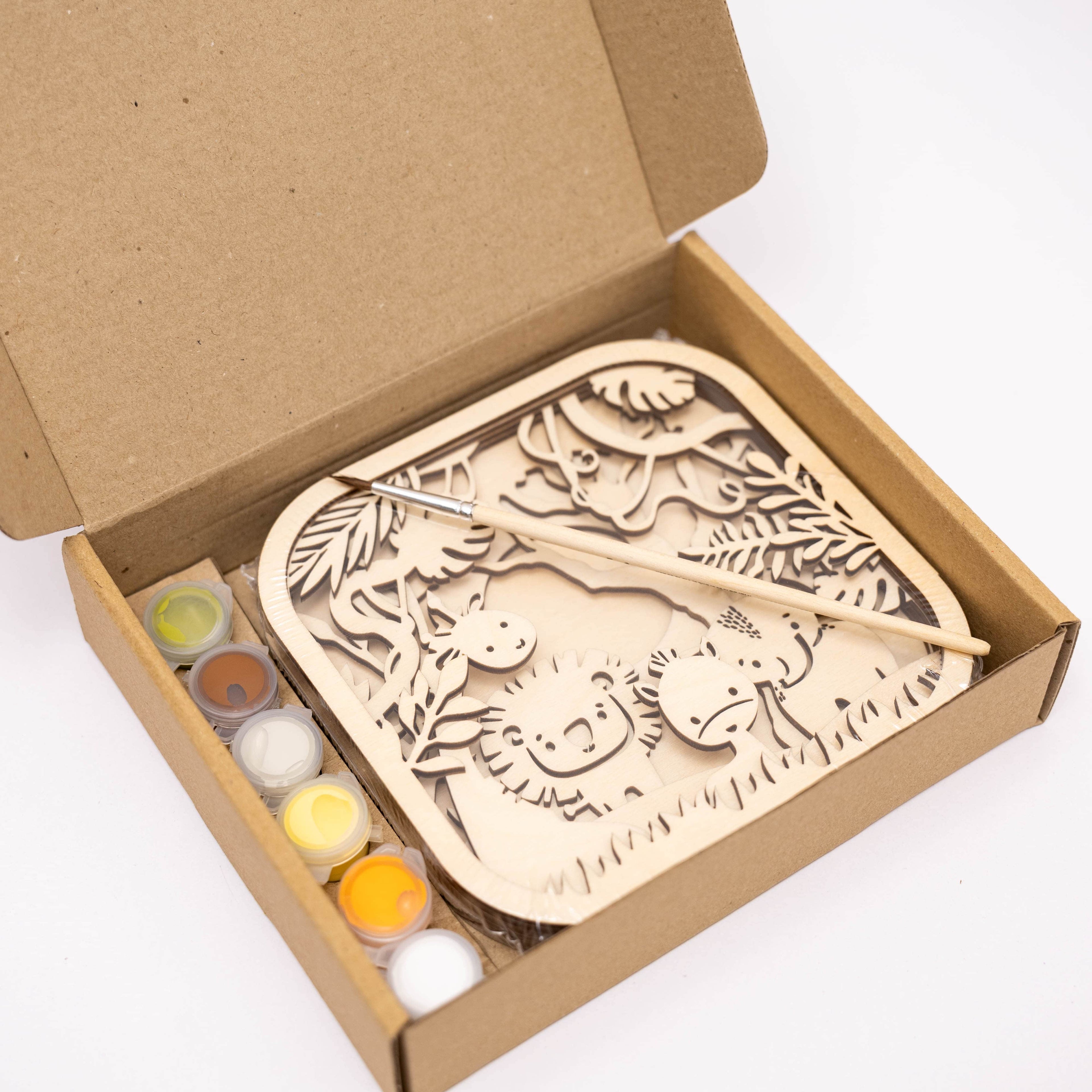 3D DIY Wooden Safari Painting Kit for Kids Educational Art Set