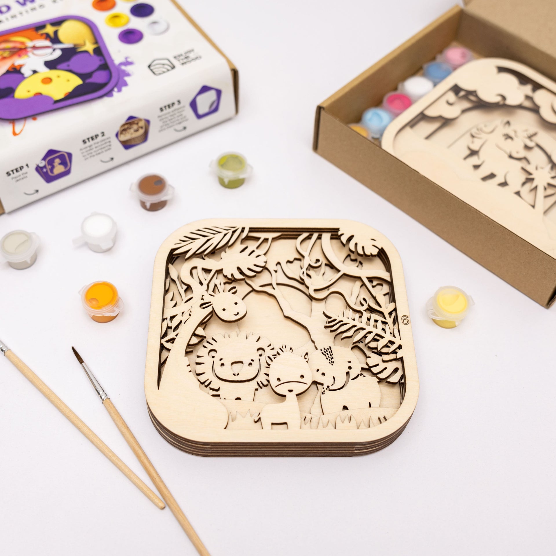 3D DIY Wooden Safari Painting Kit for Kids Educational Art Set