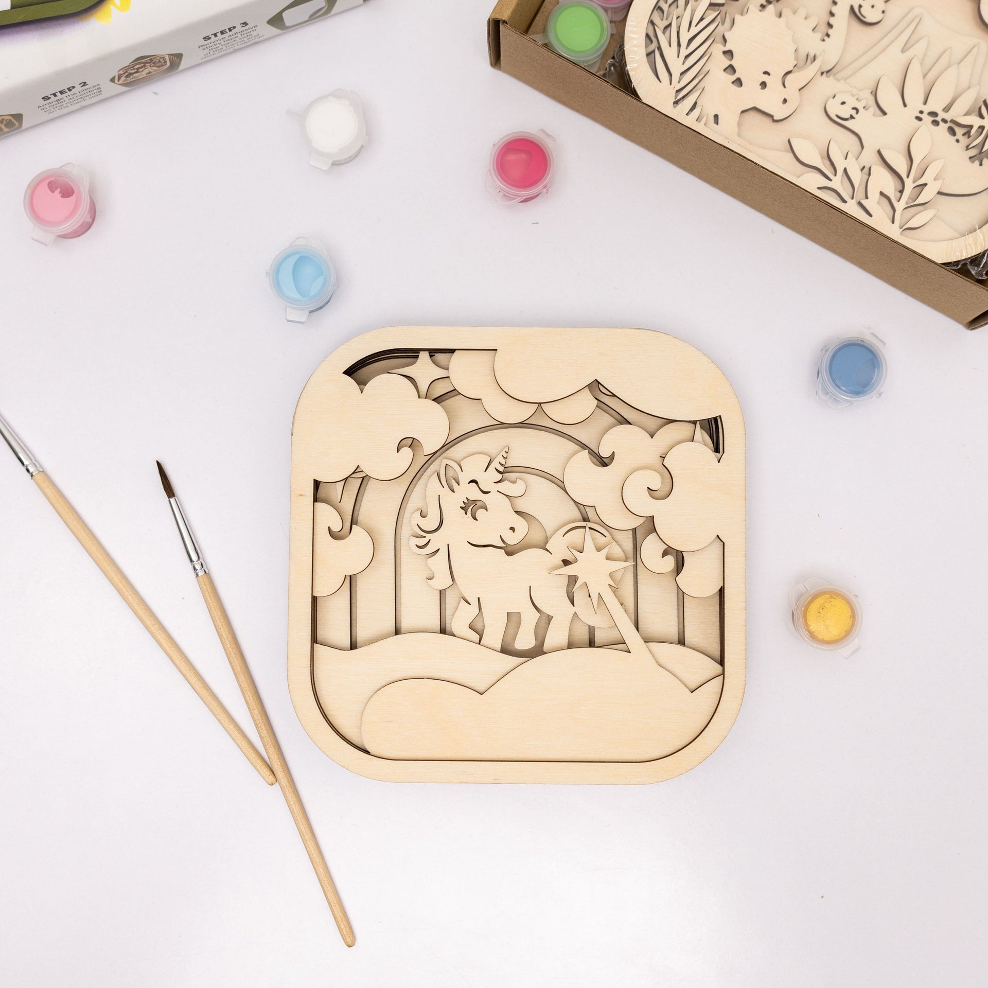 3D DIY Wood Painting Kit for Kids - Unicorn Educational Craft Set