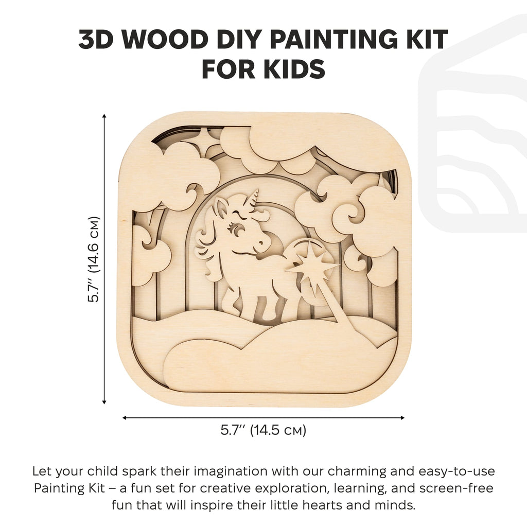 3D DIY Wood Painting Kit for Kids - Unicorn Educational Craft Set