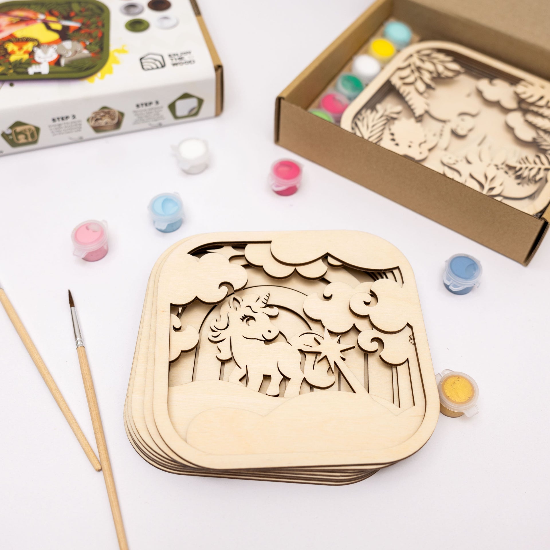 3D DIY Wood Painting Kit for Kids - Unicorn Educational Craft Set