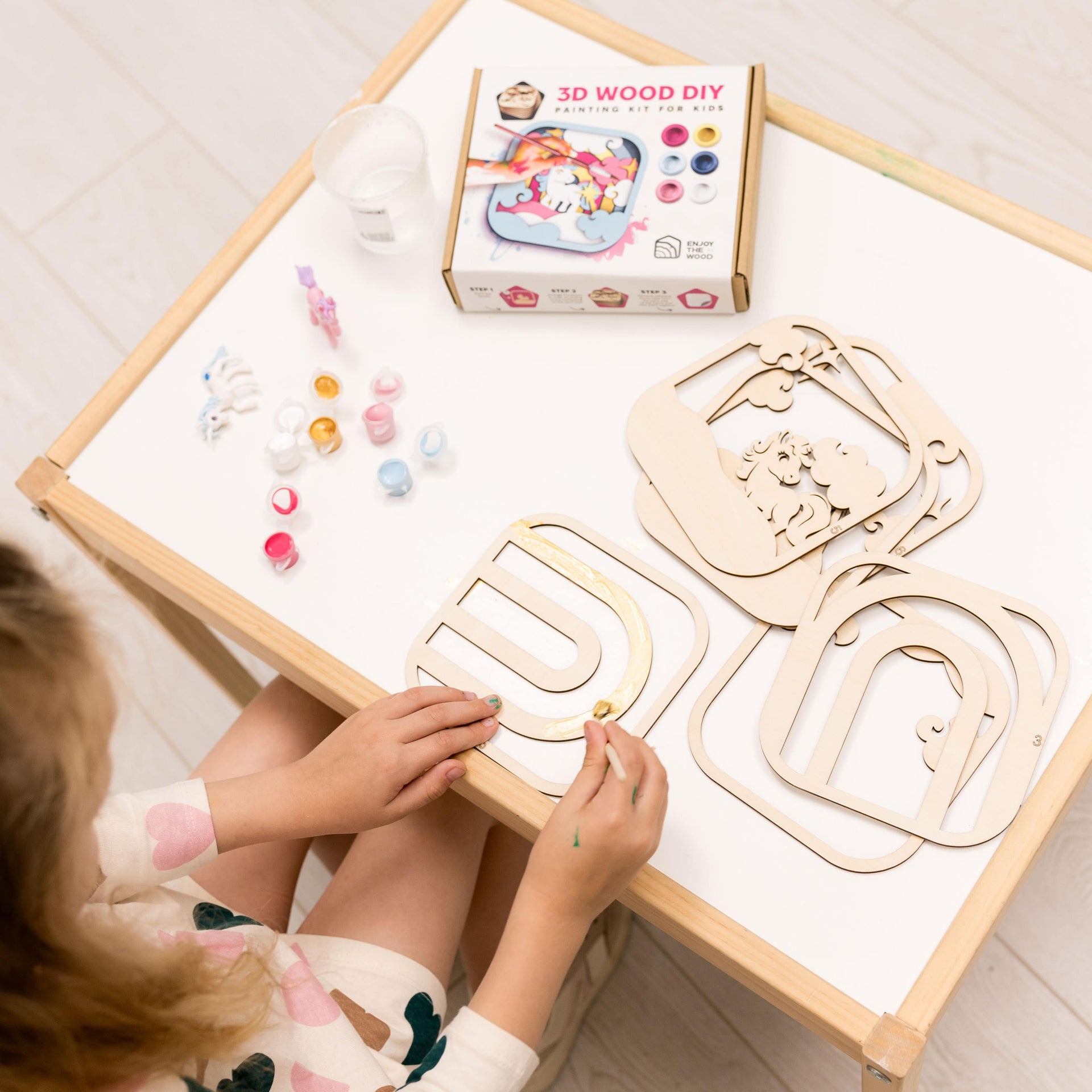 3D DIY Wood Painting Kit for Kids - Unicorn Educational Craft Set