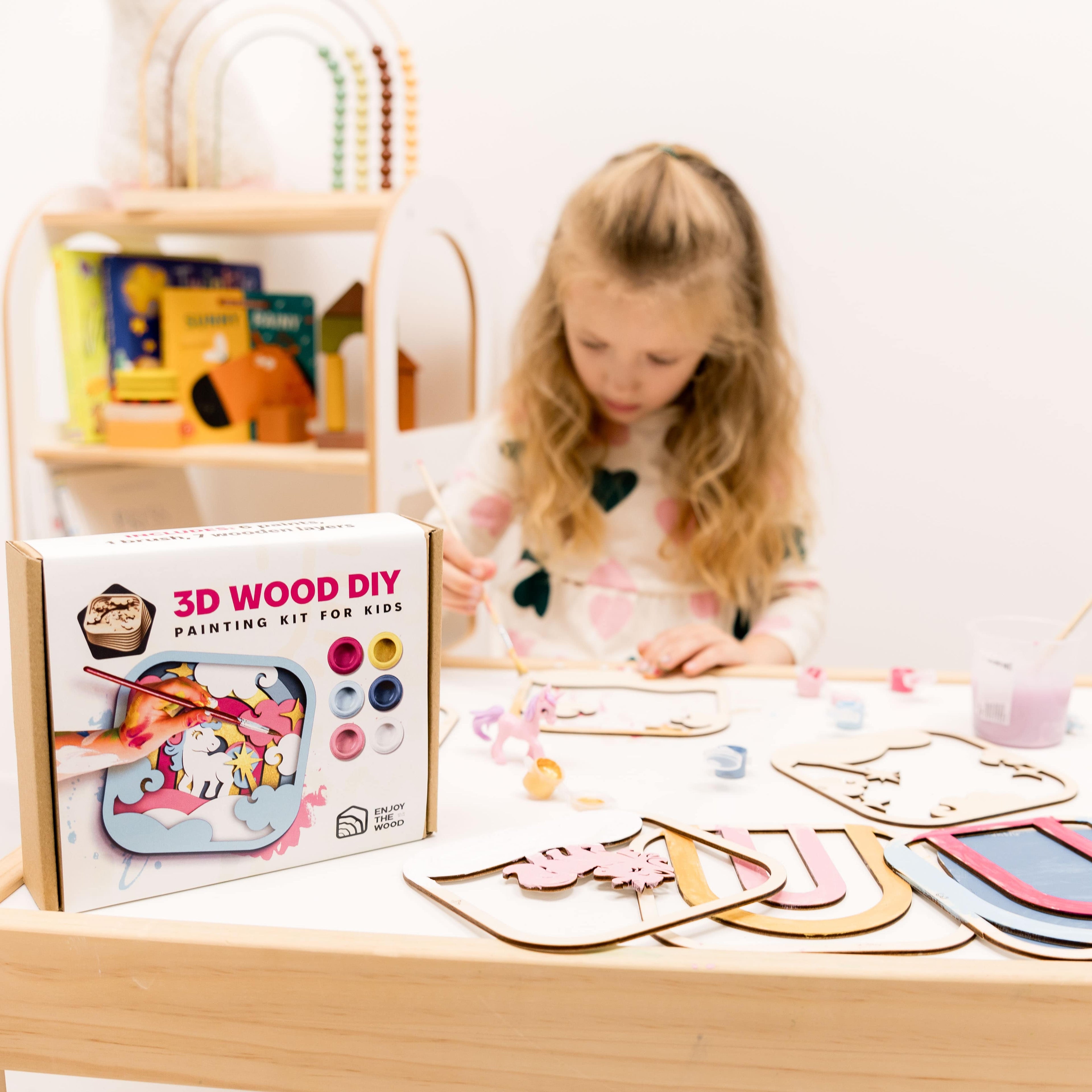 3D DIY Wood Painting Kit for Kids - Unicorn Educational Craft Set