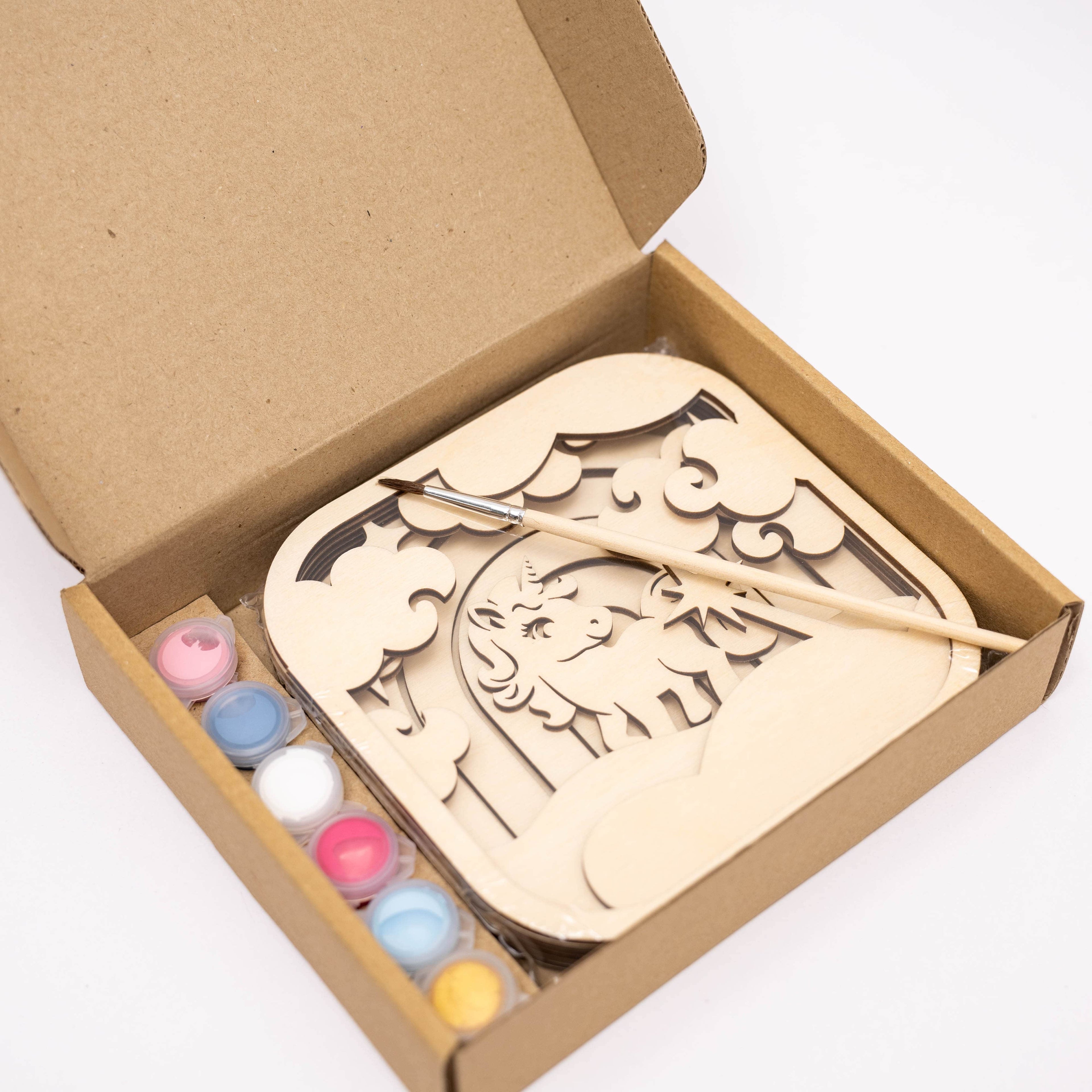3D DIY Wood Painting Kit for Kids - Unicorn Educational Craft Set