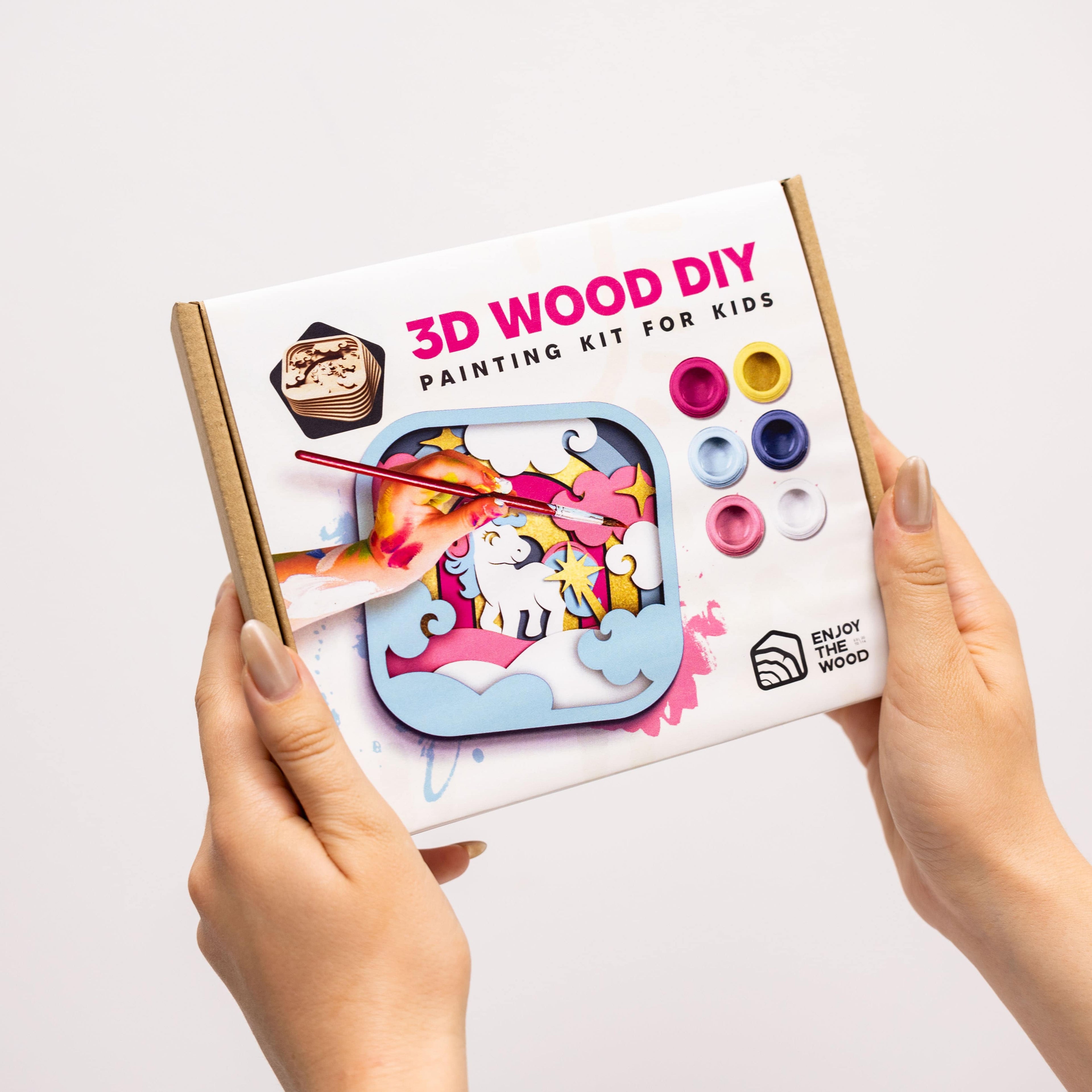 3D DIY Wood Painting Kit for Kids - Unicorn Educational Craft Set