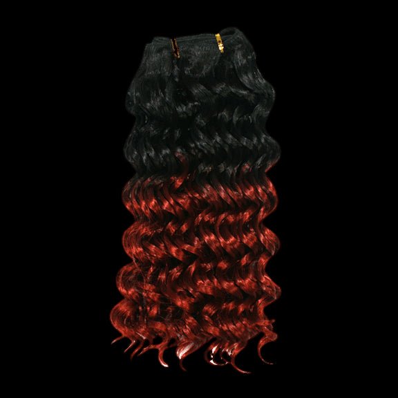 Deep wave Kanekalon hair in black and red for alternative styling