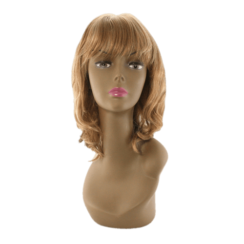 Assortment of 100% human hair wigs in blonde, brown, and auburn