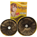A selection of 100% human hair extensions in brown and blonde shades, including 4 and 6-inch lengths.
