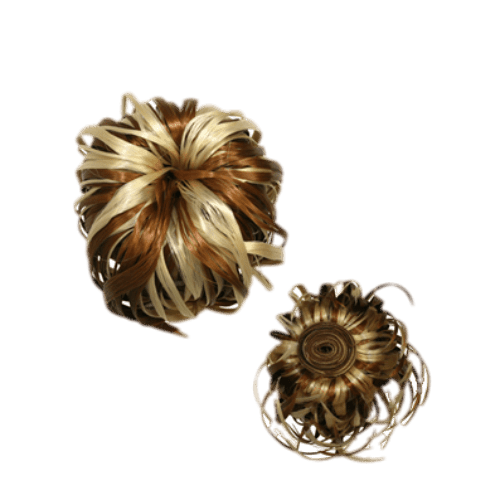 Selection of Kanekalon Kiss Curl hair extensions in various blonde, brown, and red colors
