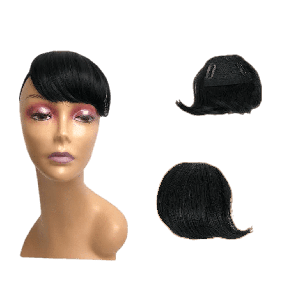 A collection of 100% human hair extensions in natural jet black, featuring clip-in closures.