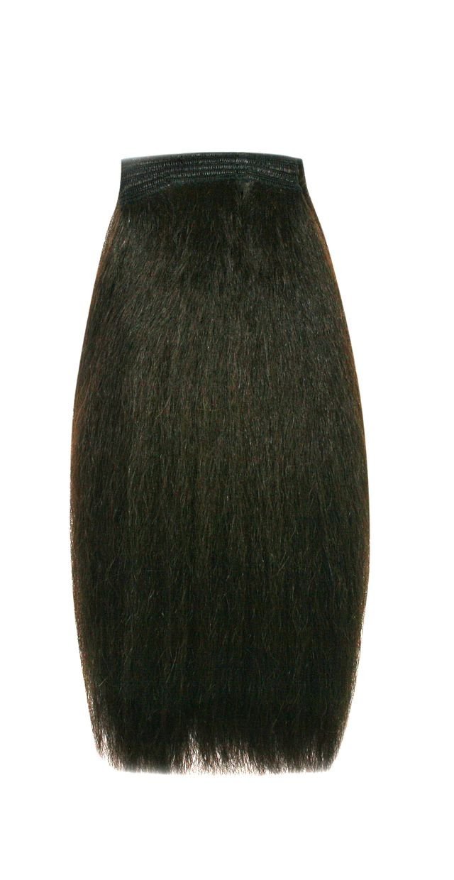 A variety of hair extensions in black, brown, red, and copper shades.