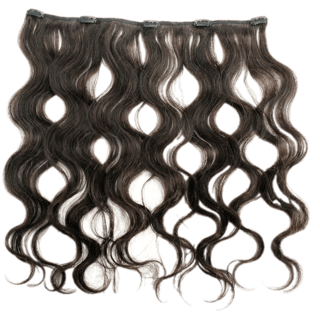 Collection of premium 100% human hair bundles in dark-brown and auburn tones for professional styling.