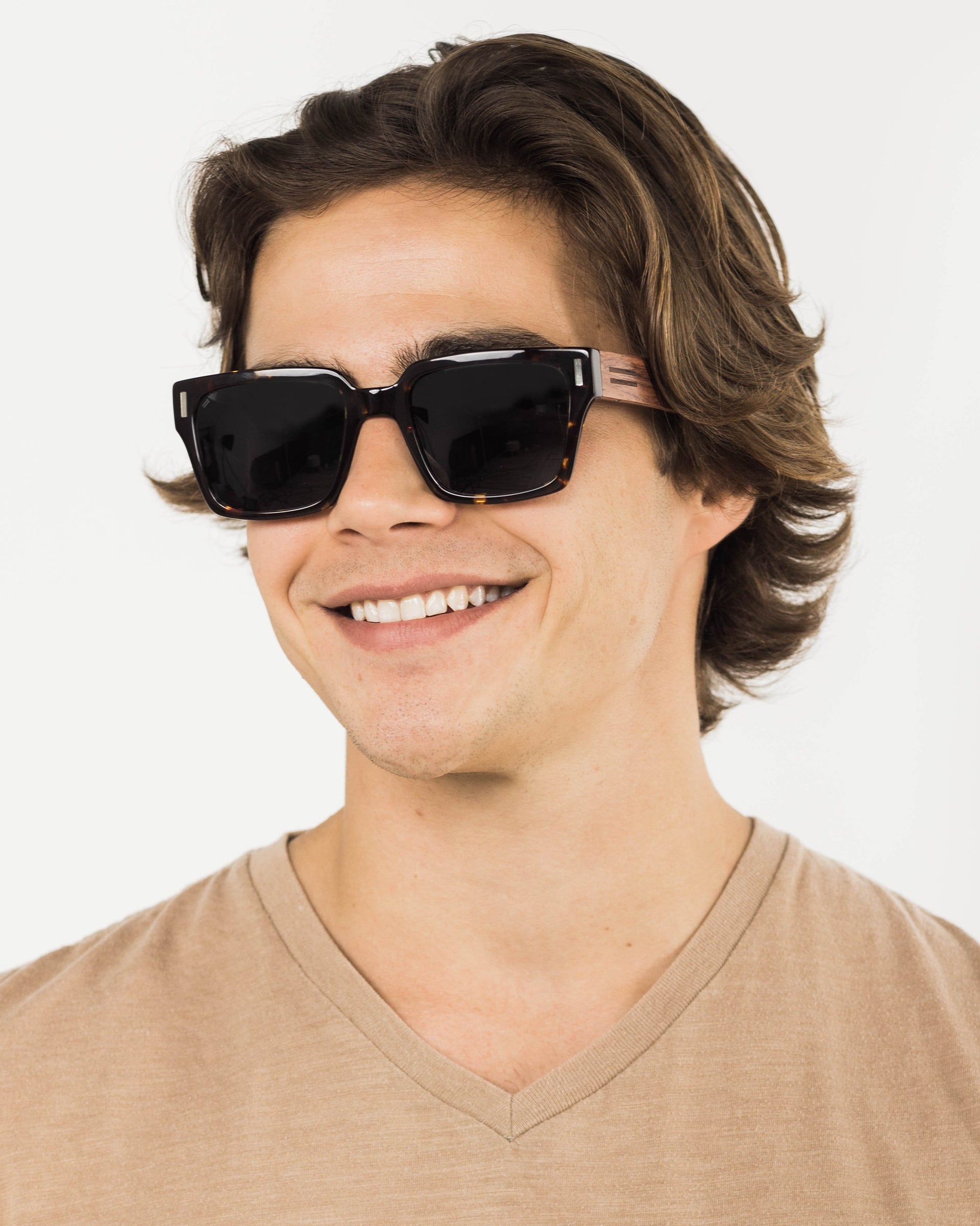 Palm Beach Acetate and Wood Square Sunglasses - Tortoiseshell