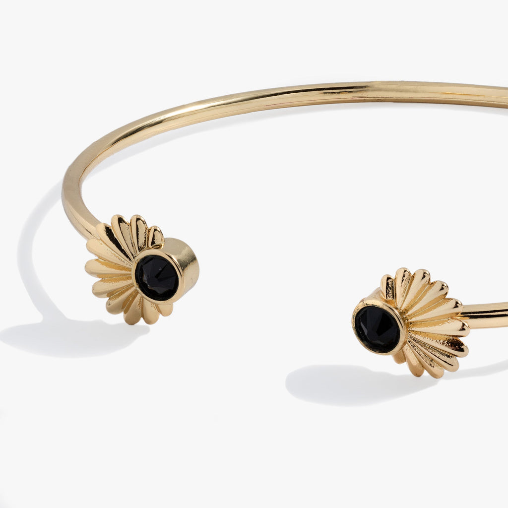 Palm Flex Cuff Bracelet with Onyx Black Crystal Accents
