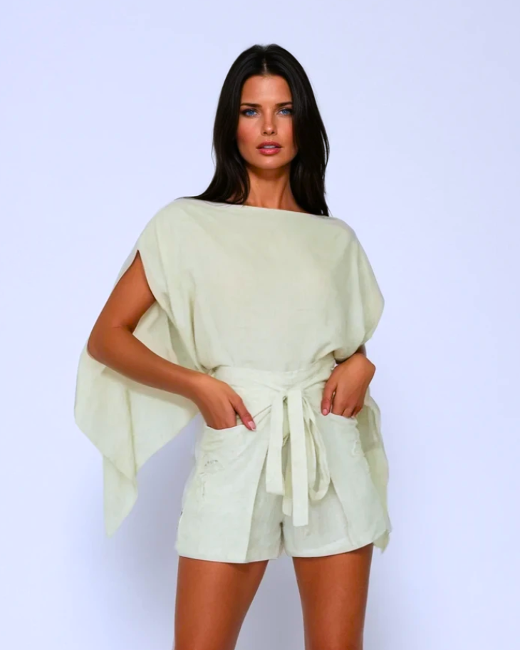 Women's Linen Cape Top Flowy Layering Blouse - Image 3