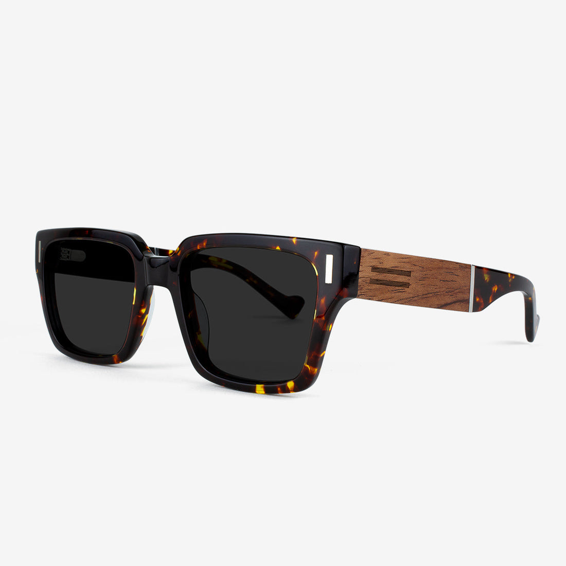 Palm Beach Acetate and Wood Square Sunglasses - Tortoiseshell