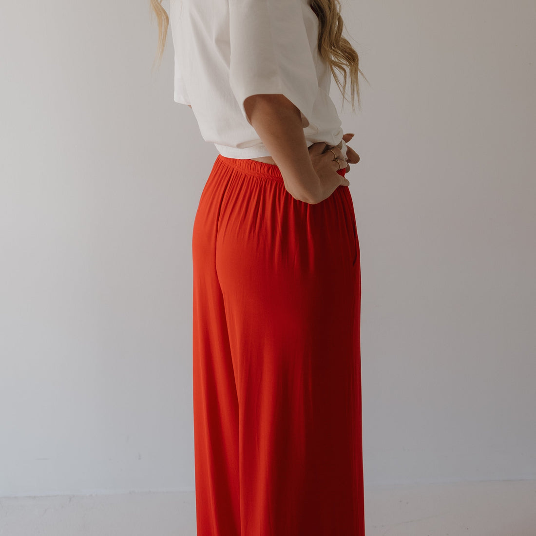 Women's Bamboo Wide Leg Pants | Cherry Red