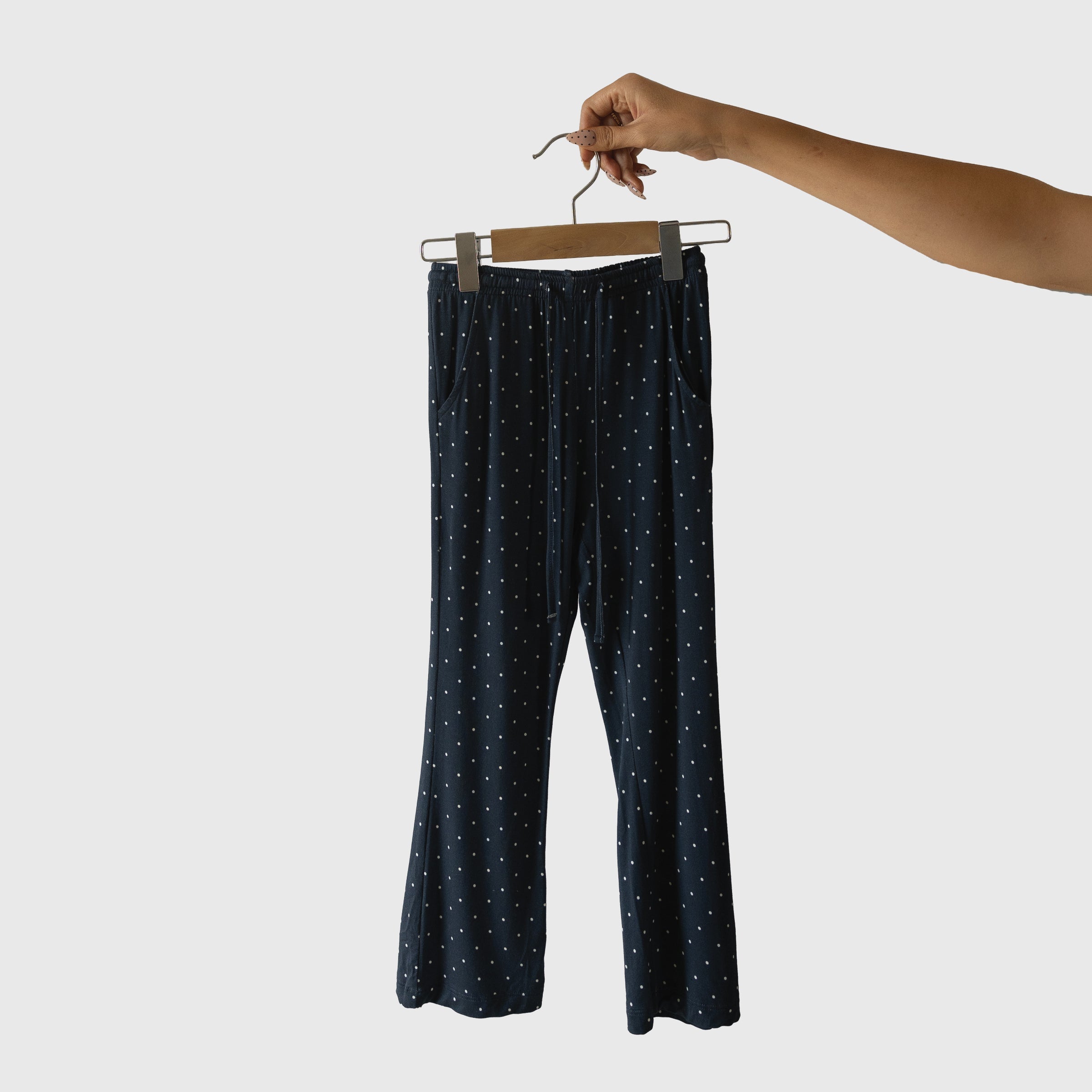 Kids Bamboo Short Sleeve Lounge Set in Navy and White Polka Dot