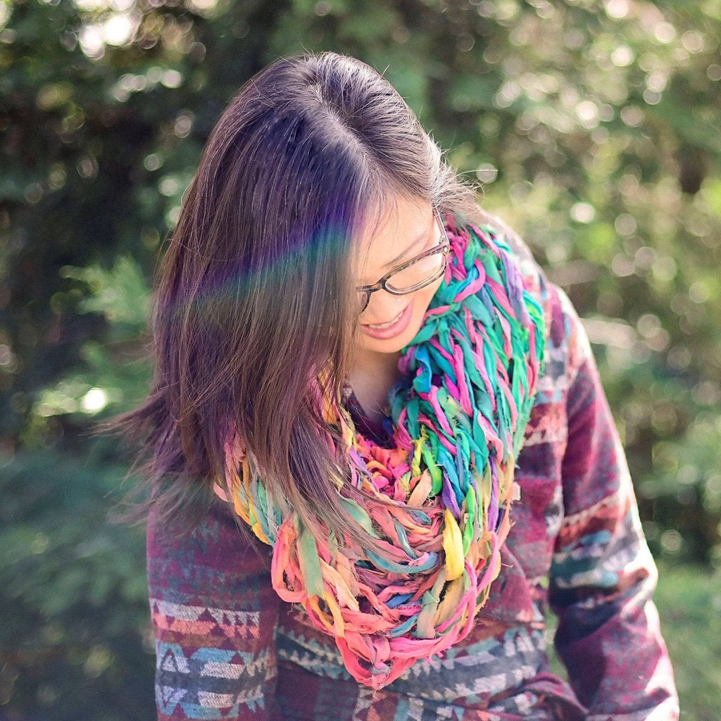 Pastel Arm Knit Chiffon Cowl Scarf DIY Crafting Pattern