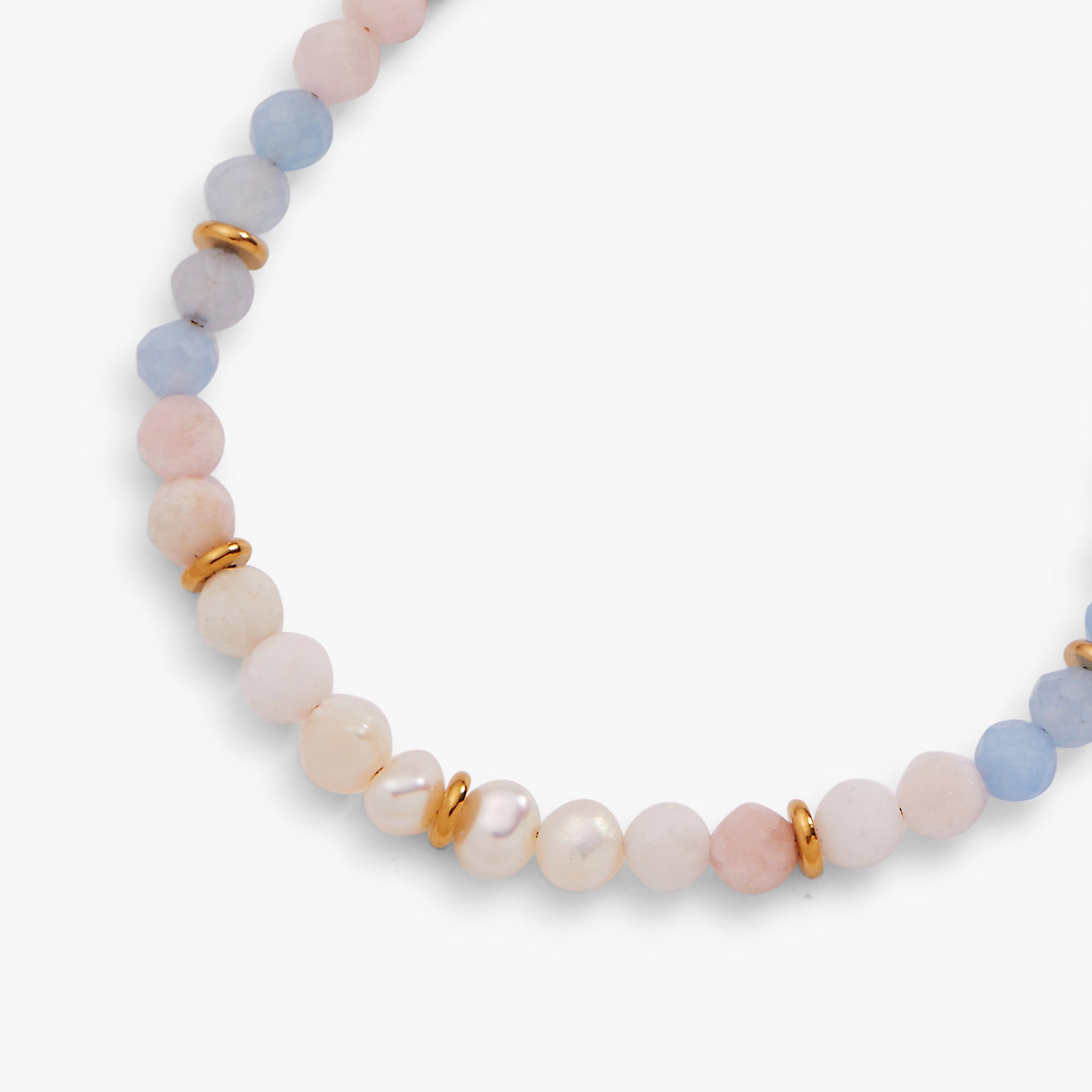 Sandy Peach Ombre Semi-Precious Beaded Anklet with Freshwater Pearls