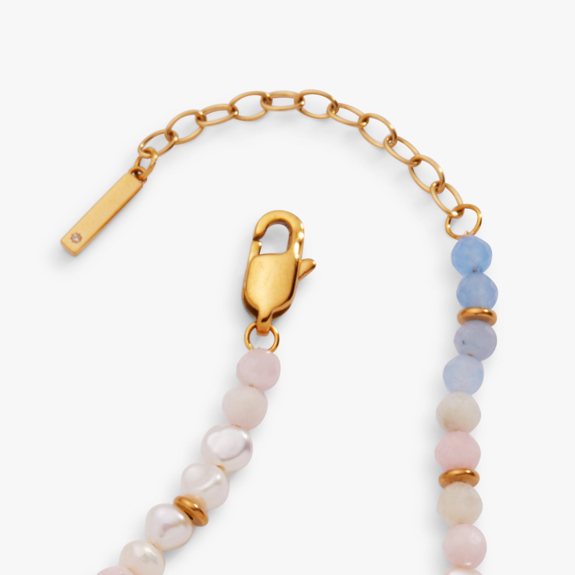 Sandy Peach Ombre Semi-Precious Beaded Anklet with Freshwater Pearls