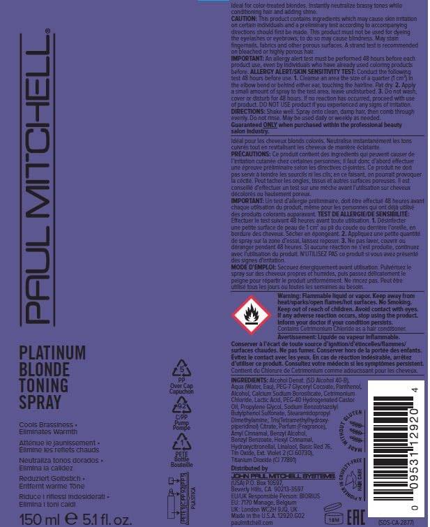 Platinum Blonde Purple Toning Spray for Color-Treated Hair